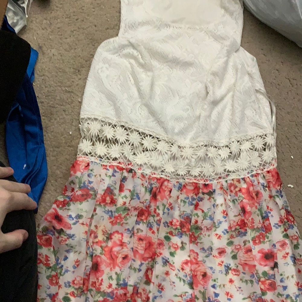 White and floral lace dress